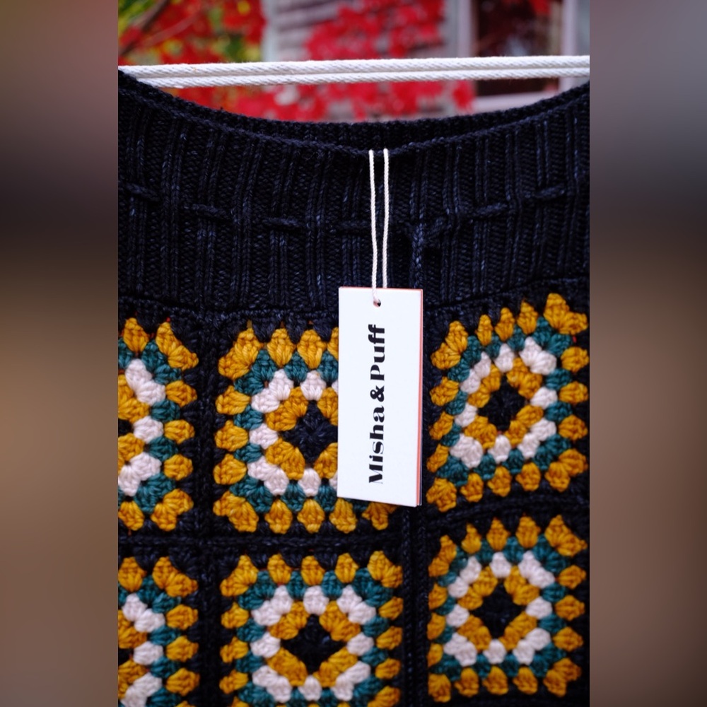 NWT Misha & Puff Patchwork Crochet Skirt in Carbon, OS - Picture 5 of 7